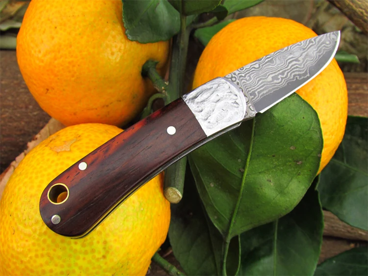 Мини складной нож из дамасской стали ручной палисандра Подарочный портативный