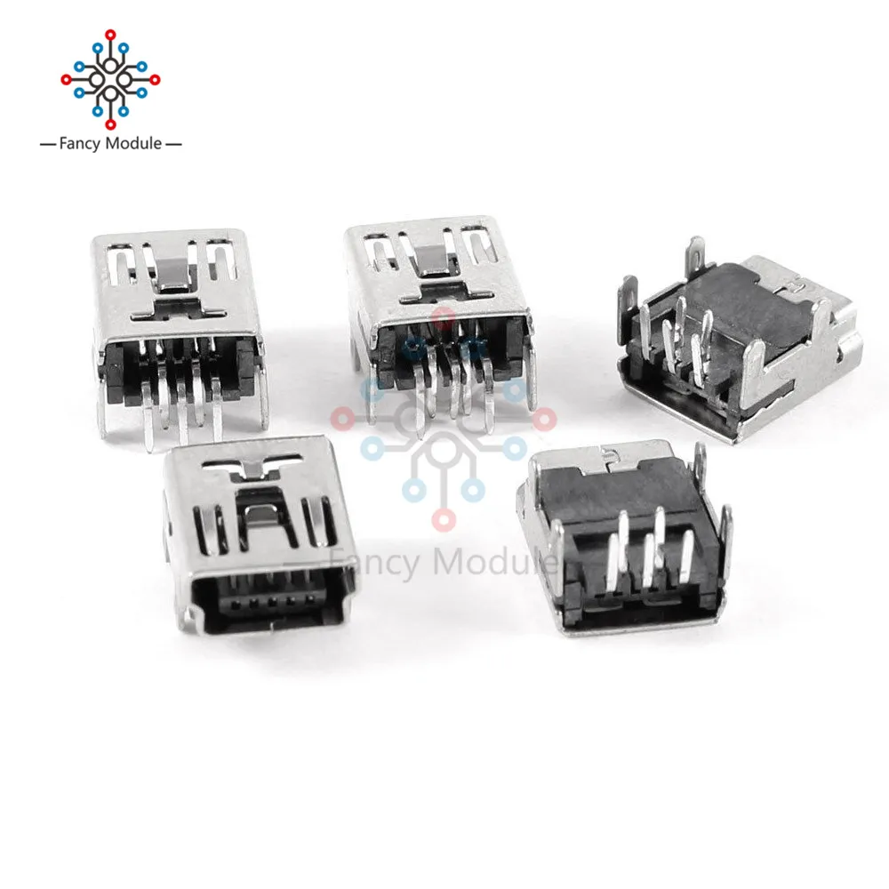 20 шт. мини USB Type B 5 контактный гнездовой разъем под прямым углом|connector jack|connector