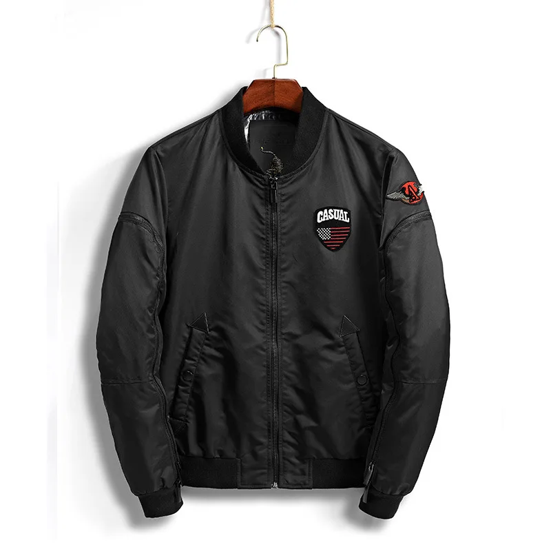 Куртка-бомбер мужская утепленная мотоциклетная верхняя одежда в стиле милитари