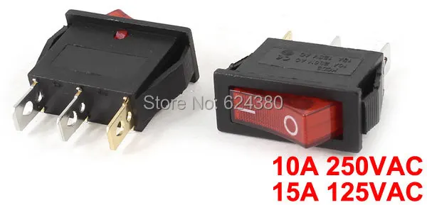 10 шт./лот x KCD3 102N красный индикатор ВКЛ/ВЫКЛ два положения 1P1T SPST оснастки в лодке