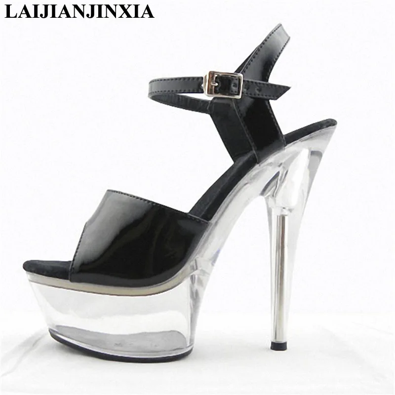 

LAIJIANJINXIA New Dance 15cm Ultra High Heels Clear Platform Sandals Sexy Women Night Club Dress Dancing Shoes Pole Dance Shoes