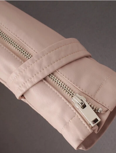 

2017 autumn and Winter New European and American Women's Fashion PU Lapel Long-sleeved Jacket zipper Locomotive PU Leather Coat