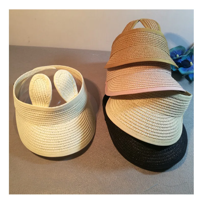 Детская соломенная шляпа с милыми кроличьими ушками летняя детская Пустая Шляпа