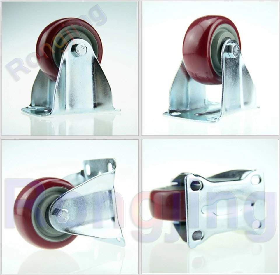 

New 3'' Furniture Fixed Caster Polyurethane PU Wear-resisting Wheel Palted With Double Bearing Castors