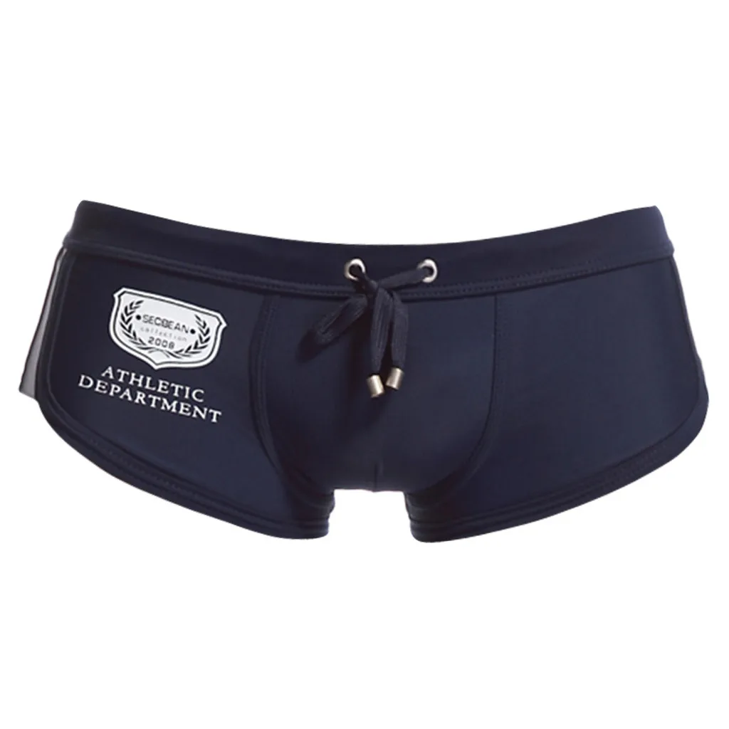 Dark Blue Быстросохнущая Мужская одежда для плавания с низкой талией, на лямках, с внутренним принтом, купальный костюм, мужские плавки, Мужская одежда для плавания, шорты, купальный костюм, maillot de bain - Цвет: Dark Blue
