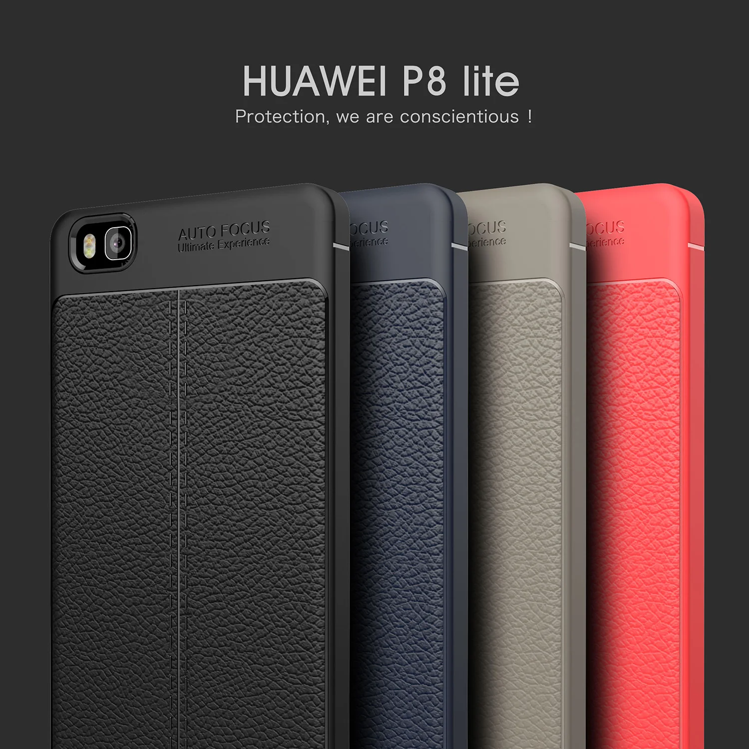 Мягкий защитный чехол s с рисунком личи для huawei P8 lite ТПУ силиконовый задняя защита