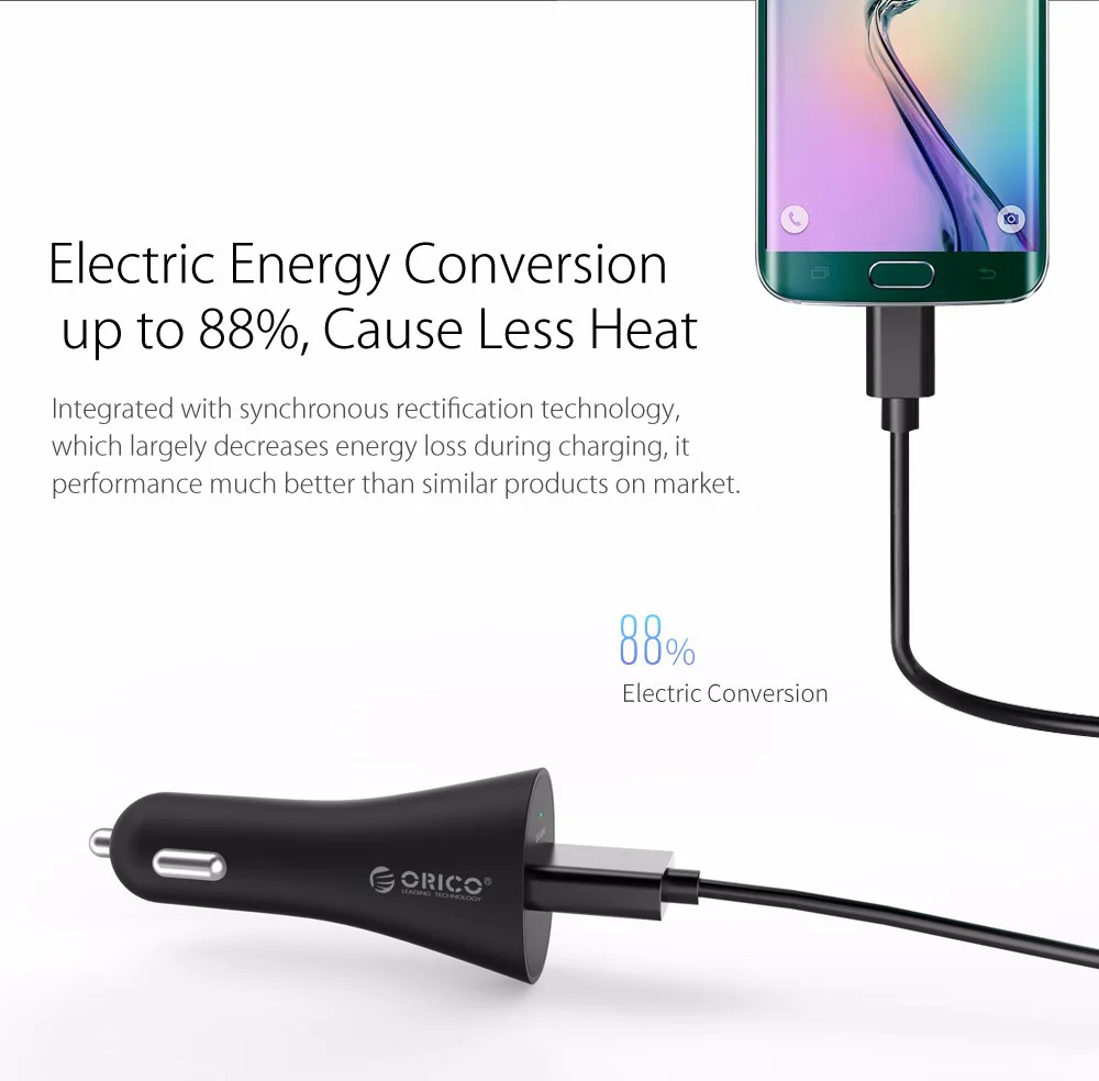 Автомобильное зарядное устройство ORICO USB QC2.0 универсальное быстрое умное