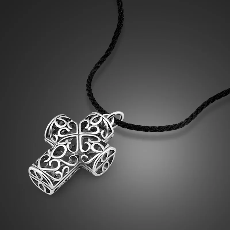 

Retro Thai Silver Cross Pendant Necklace Neutral Popular Solid Silver Jewelery National Style birthday present Clavicle chain