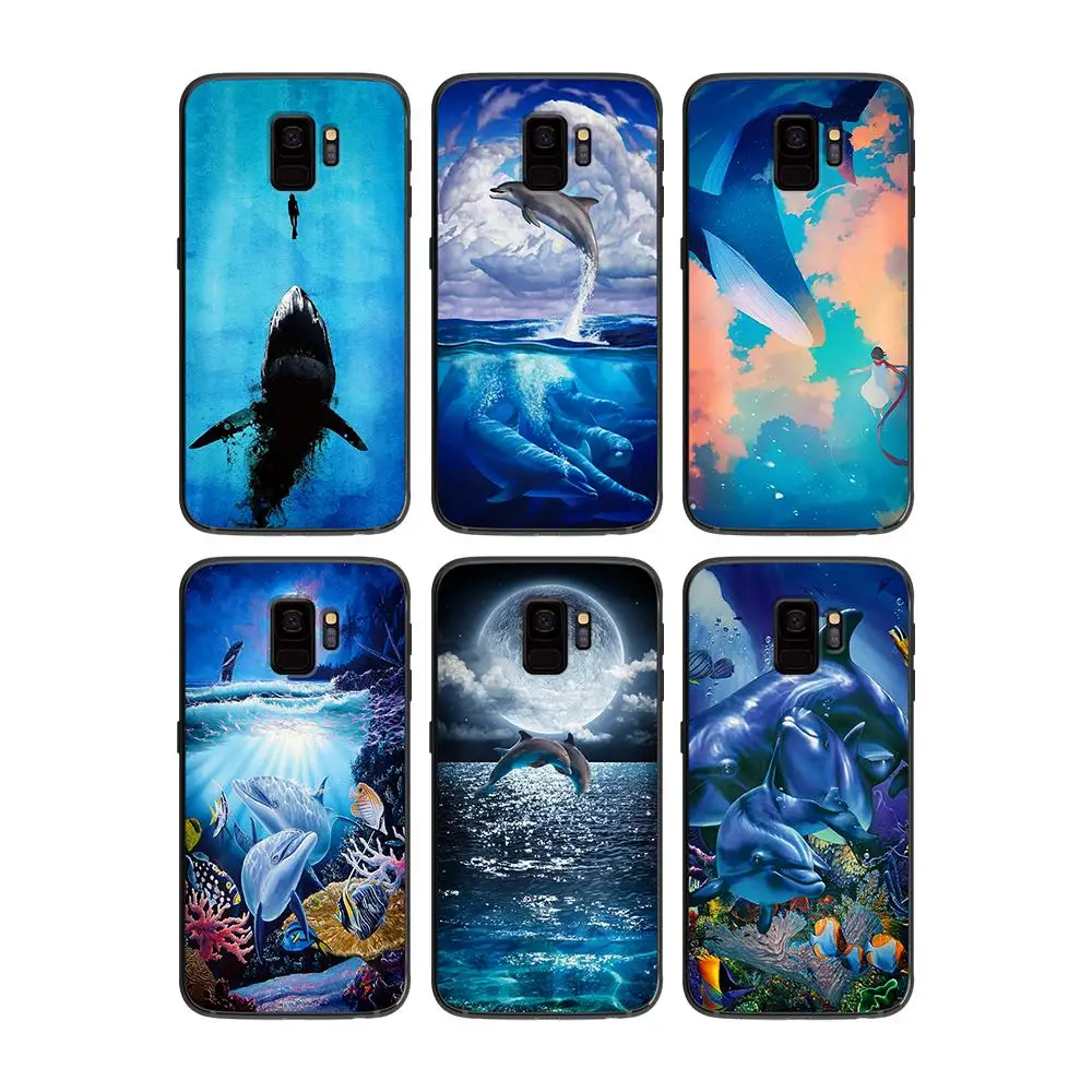Мультяшные морские Киты и дельфинов а так же для samsung Galaxy A5 A6 A7 A8 A9 2018 2019 плюс M10 M20 M30