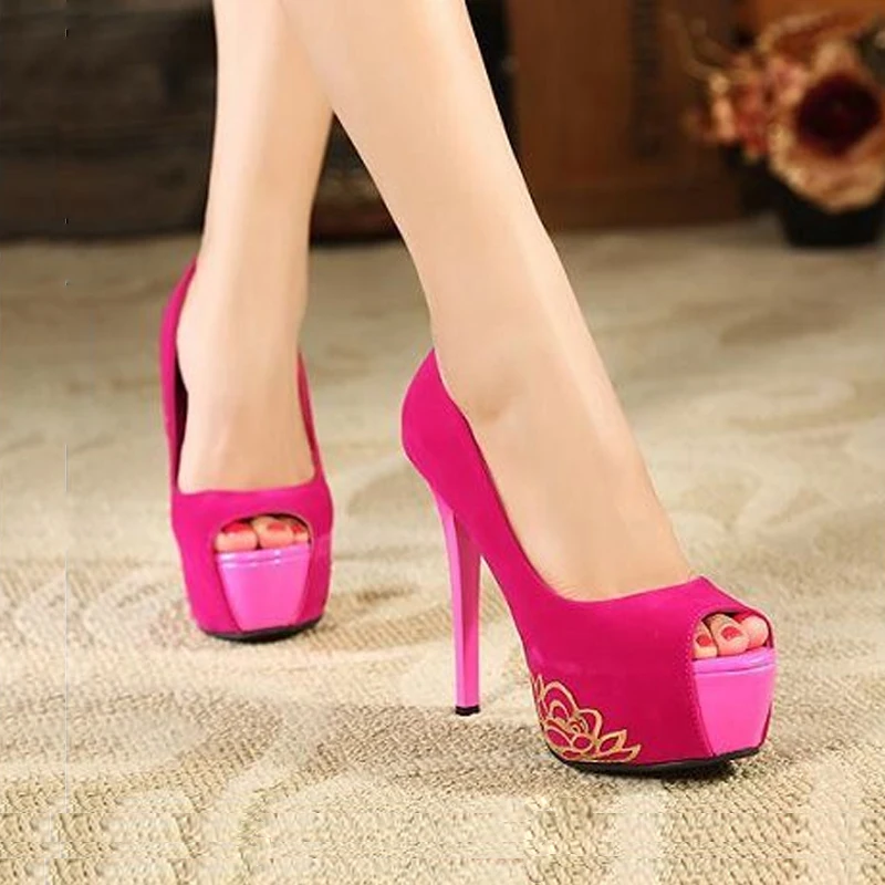 Женщины стилет peep toe элегантный высокий каблук насосы сексуальная мода леди