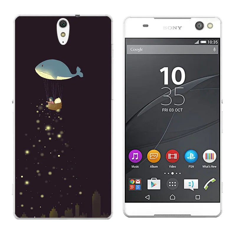 Soft TPU Back Case for Sony Xperia C5 Phone Golden Printing Cover Ultra/E5553/E5506 Silicon Shell |