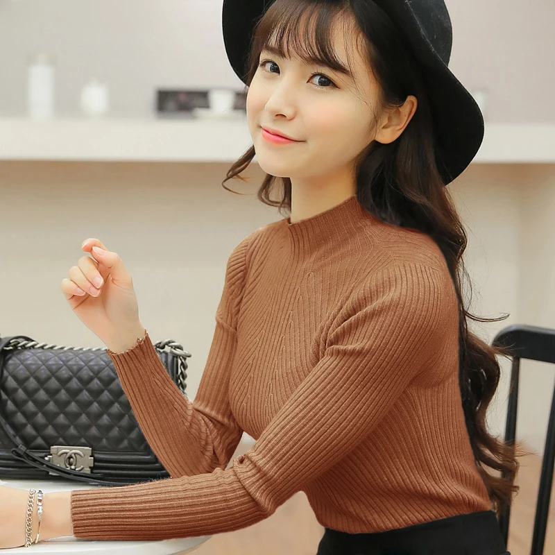 New 2018 autumn winter women's pullover slim fit sweater women fashion basic sweaters free shipping | Женская одежда