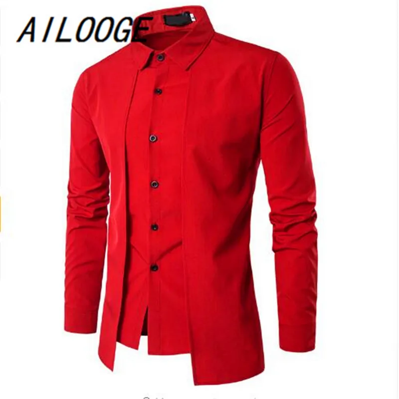 AILOOGE 2021 Fashion Men Gentleman British Long Sleeve Shirt Evening Dress Tooling Zipper Male s Casual Work Shirts | Мужская одежда
