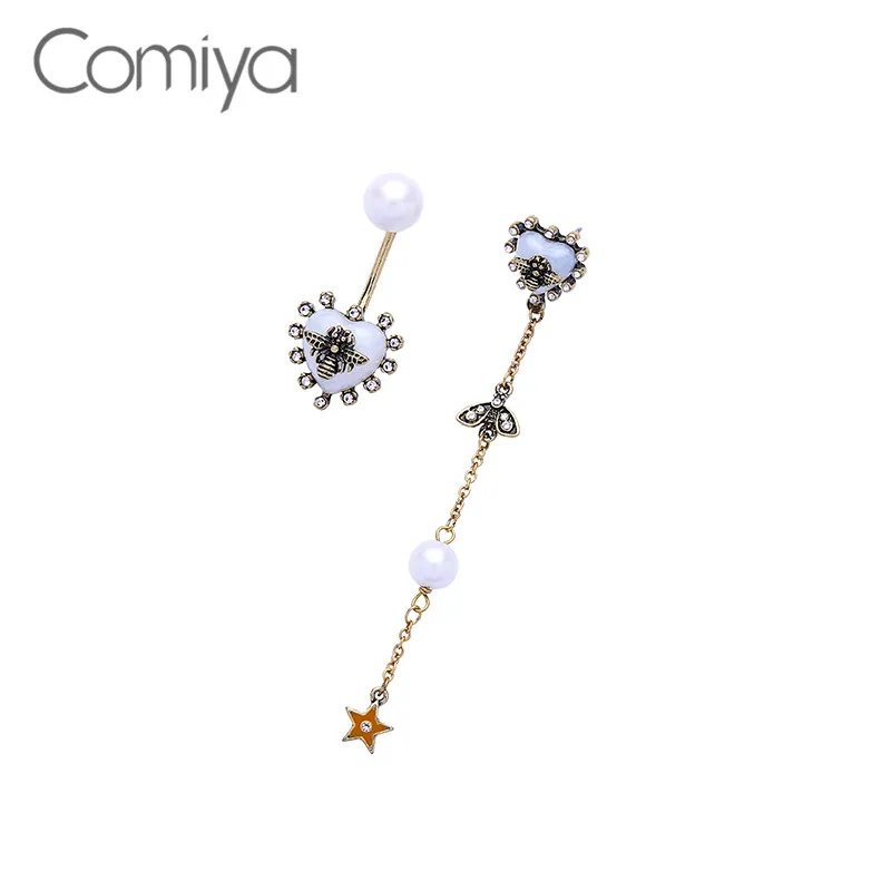 Comiya мотаться серьги акриловая жемчужина смолы насекомых Мода цинковый сплав