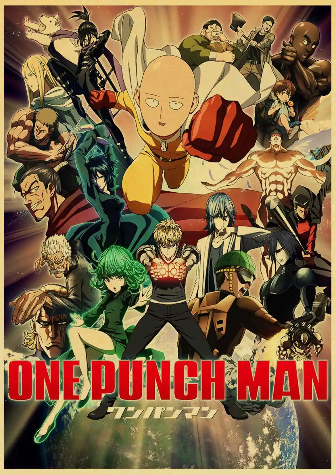 T018 Японское аниме One Punch Man плакат ретро плакат наклейки на стену винтажные плакаты принты для бара и домашнего декора - Цвет: T018