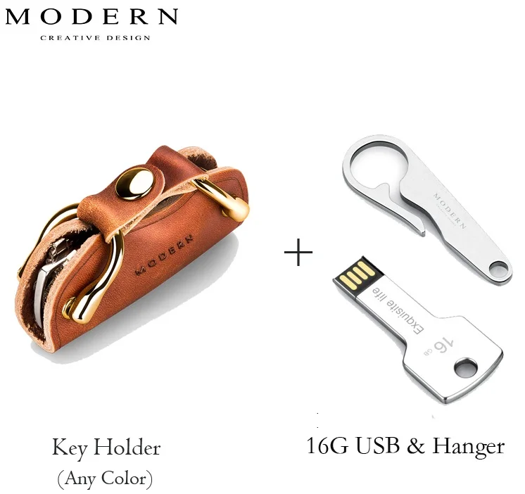 holder hanger 16GB Современный-абсолютно из натуральной кожи кошелек для смарт-ключа DIY брелок EDC Карманный Автомобильный держатель для ключей - Цвет: holder hanger 16GB
