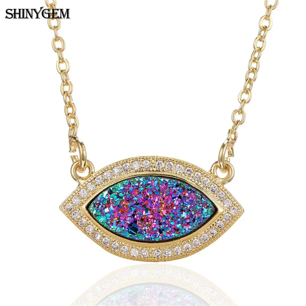 ShinyGem 2020 модные ожерелья с подвеской кристаллом и друзой от сглаза эффектные из
