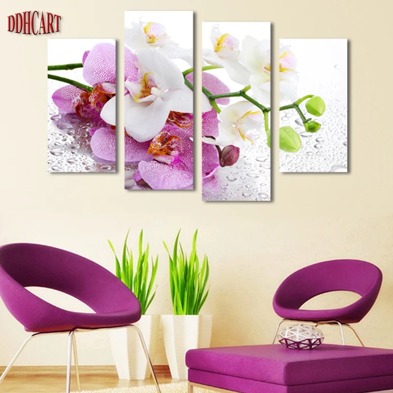 4 Piece/Set Beautiful Butterfly Orchid Picture Canvas Painting Artwork Wall Art Printed painting Decoration Poster | Дом и сад