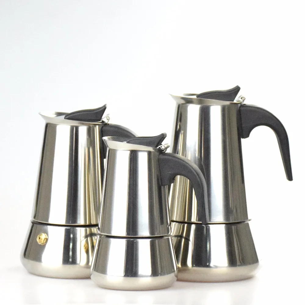 Нержавеющая сталь Moka Pot эспрессо латте Percolator Плита Топ Кофе чайник 2/4/6 чашки Mocha