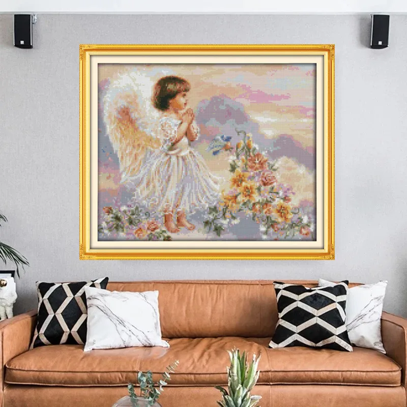 

Набор для вышивки крестиком молитвенный ангел домашний декоративный набор для вышивки 11CT 14CT DMC китайская вышивка набор для вышивки крестик...