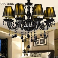 european black crystal chandelier dining room bedroom clothing store cafe led lamp glass postage free