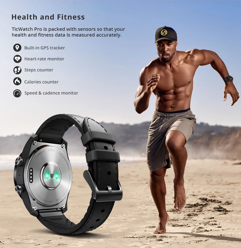 Оригинальные спортивные Смарт-часы Ticwatch Pro, Bluetooth, Wi-Fi, NFC платежи/Google Assistant, Android Wear, умные часы, gps, IP68, водонепроницаемые