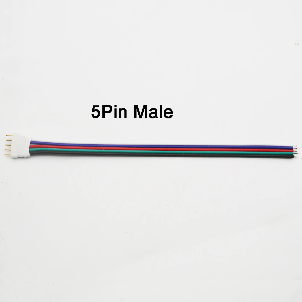 5Pin Male 5 шт. 4pin 5Pin светодиодный кабель Мужской Женский Разъем адаптер провода для 5050 3528 SMD RGB RGBW светодиодный светильник RGB RGBW светодиодный контроллер - Цвет: 5Pin Male