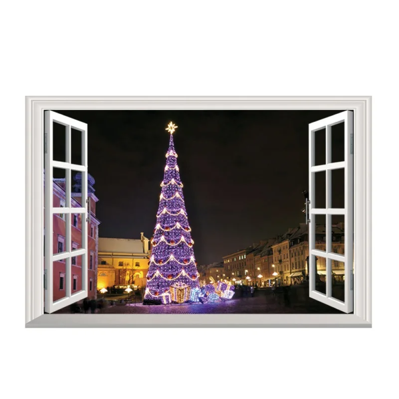 7 Рождественская 3D поддельная оконная Настенная Наклейка s самоклеющаяся Съемная искусственная оконная Настенная Наклейка Рождественский праздник Декор наклейка год - Цвет: 7