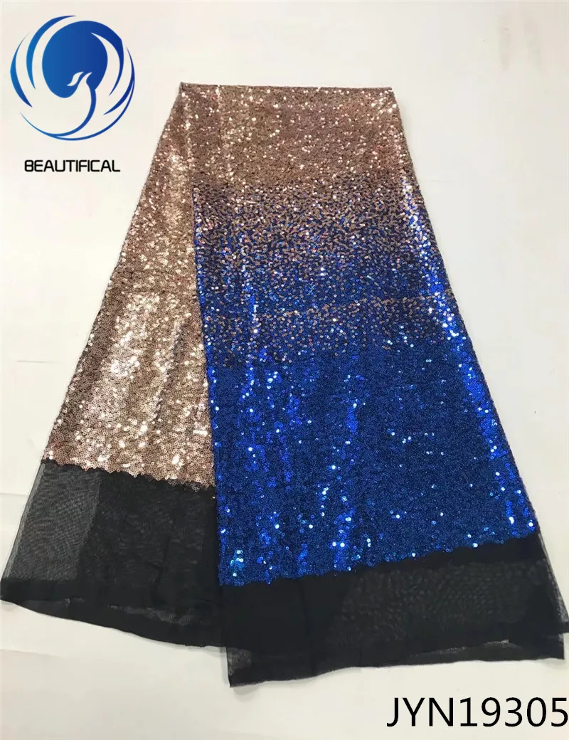 BUAETIFICAL White &amp black Sequins mesh lace fabric Popular african french net nigerian tulle women fabricJYN193 | Дом и сад