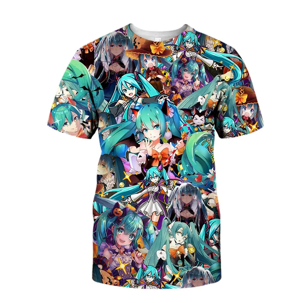 YX GIRL, плюс размер, XS-7XL,, летняя Новинка, модная мужская футболка, Hatsune Miku, аниме, коллаж, принт, 3d, Harajuku, повседневная, унисекс, футболка - Цвет: color as the picture