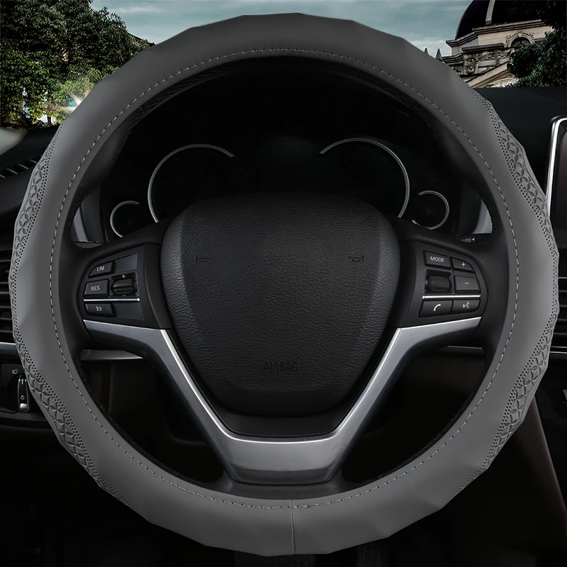 

Sport Car Steering Wheel Covers Anti-Slip Leather Auto Steering-wheel Cover Car-styling Steering wheel protective cover