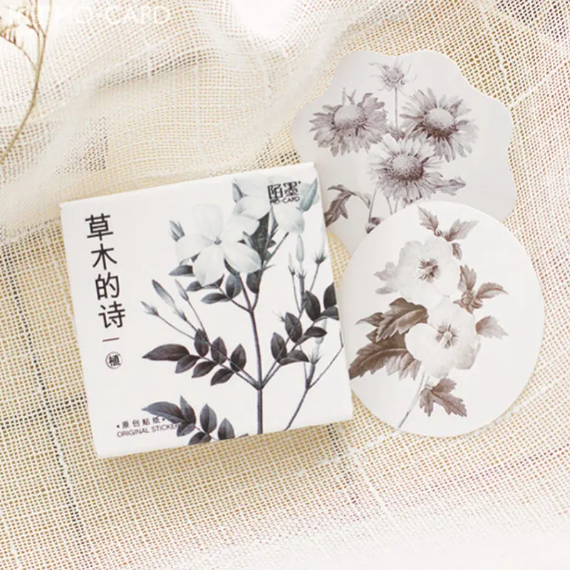 45 шт./кор. МО. Карта простая элегантная коллекция растений ручные наклейки diy