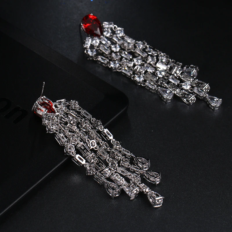 Be8 Brand AAA Cubic Zirconia Elegent Tassel Dangle Earrings Fashion Luxury 4 Coulorful Style For Women Party Gifts Choice E-207 | Украшения