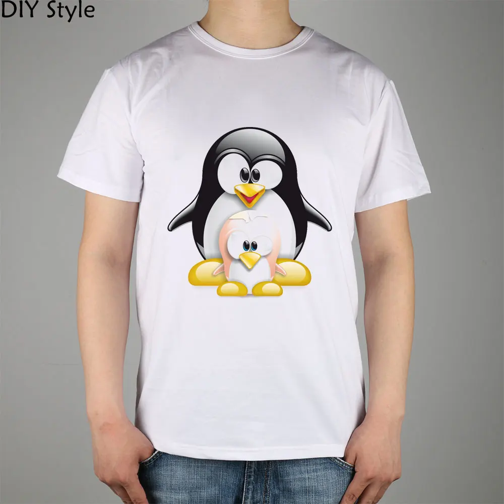 Футболка с принтом пингвина Linux большого и маленького размера топ из лайкры