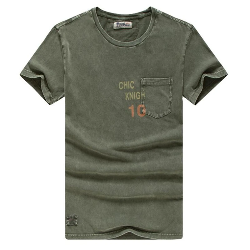 Мужская футболка с карманом летняя из 100% хлопка короткими рукавами и принтом