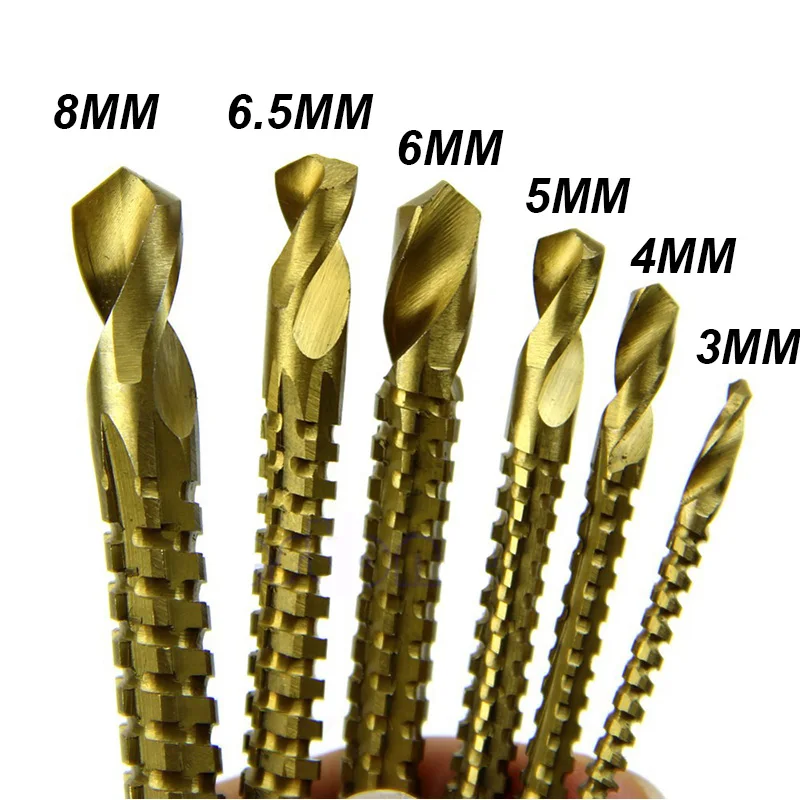 Набор корончатых сверел из быстрорежущей стали с титановым покрытием 6 шт./компл.