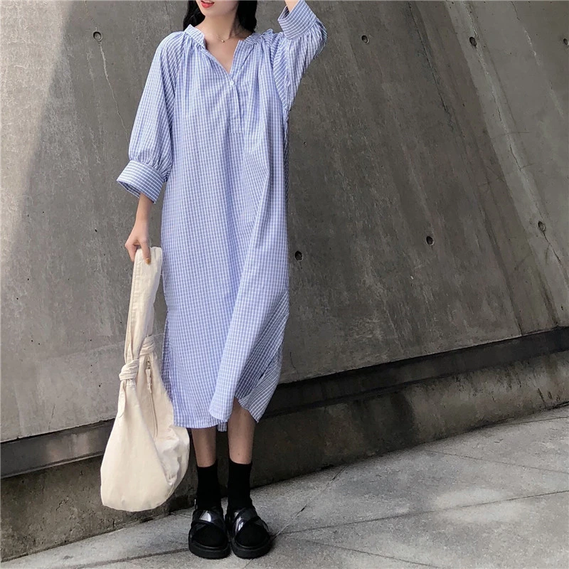 Hzirip свободные летние Dress2018 Новая мода Стенд воротник Для женщин три четверти