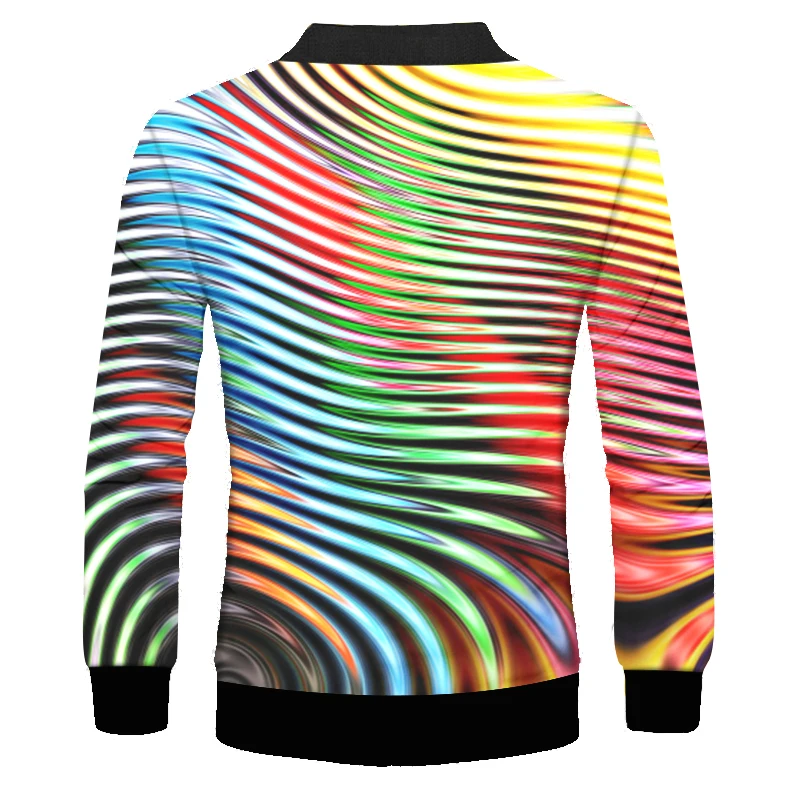 OGKB Zip Jacket Autumn Man New Long Sleeve Tops 3D Printed Colorful And Stripes Lines Oversized Garment Unisex Spring Coat | Мужская