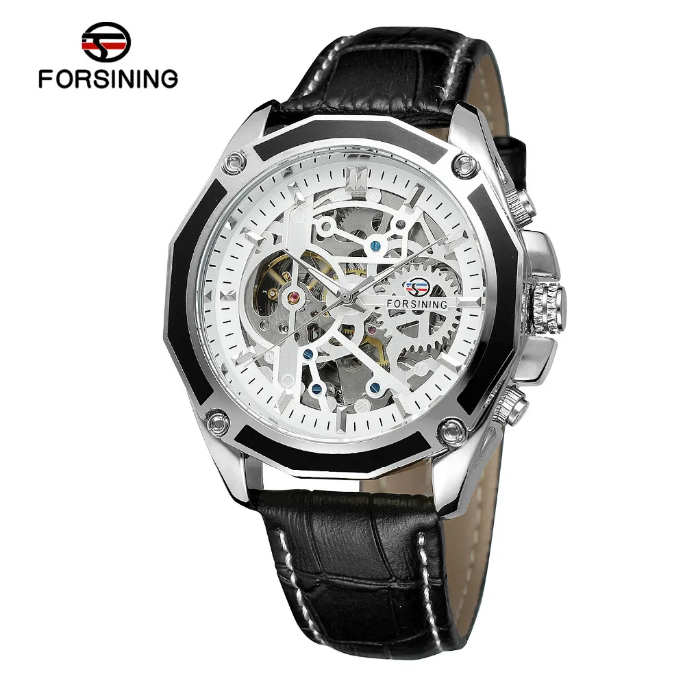 Часы наручные Forsining FSG8130M3 мужские Модные прозрачные аналоговые оригинальные с