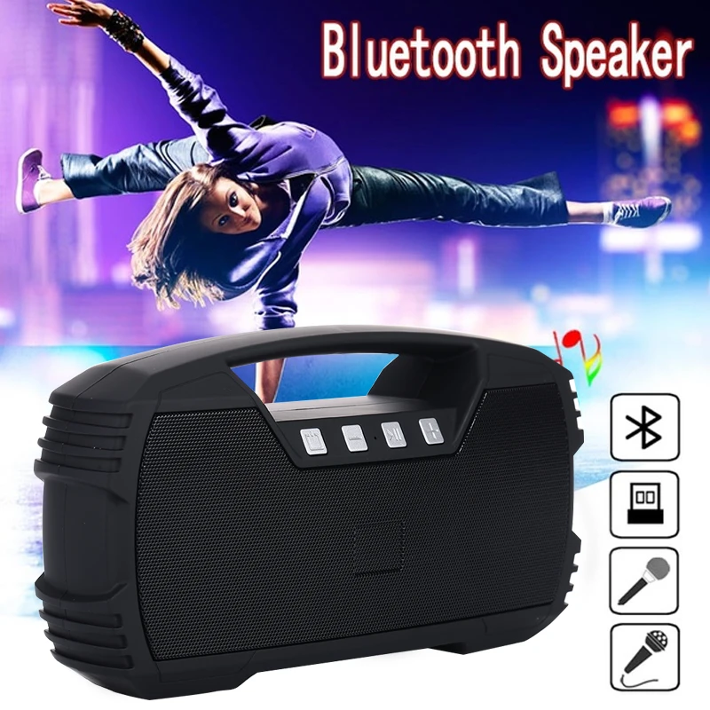 Многофункциональный портативный беспроводной Bluetooth динамик сабвуфер стерео FM радио микрофон Поддержка TF карта динамик