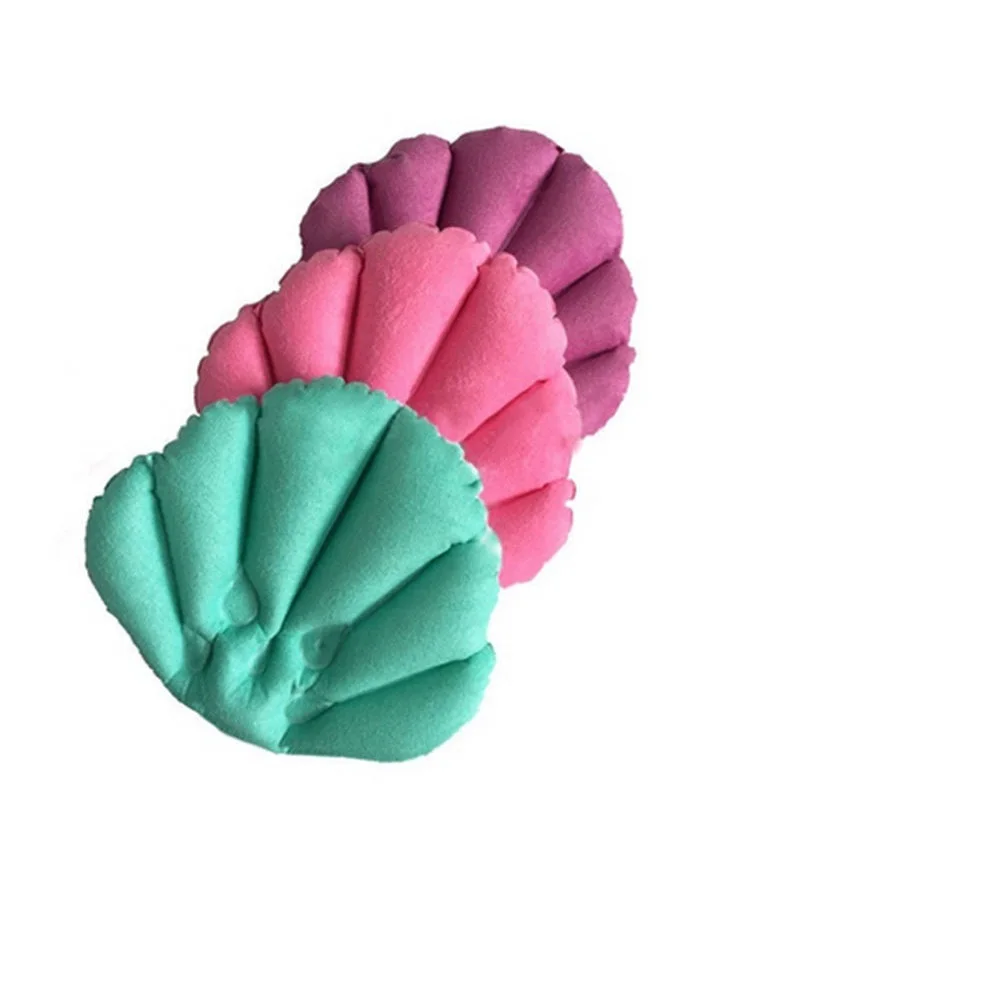 random one Newest Hot Soft Home Spa Bathroom Inflatable Shell Shaped Bathing Pillow Head Back Neck Cushion Bathtub Rest Relaxing - Цвет: random one