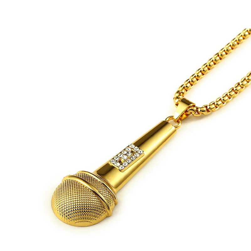 Женское/Мужское колье в стиле хип хоп|necklace chain pendant|pendant microphonenecklace crystal pendant |
