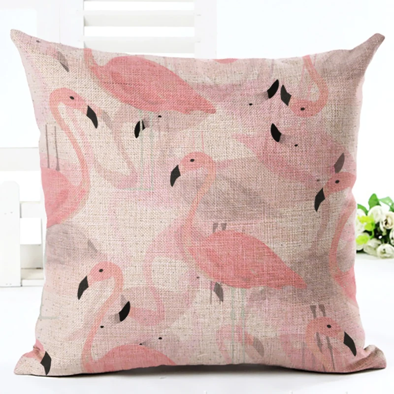 Стильная Подушка &quotфламинго&quot чехол из хлопка льна диванные подушки