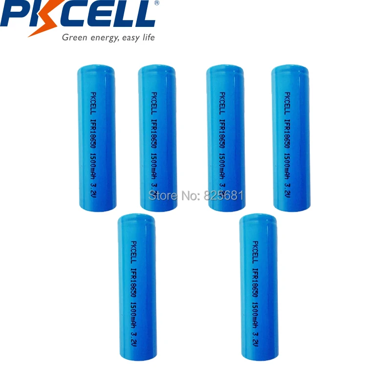 6 шт. PKCELL 18650 IFR18650 Li-FePO4 аккумуляторная батарея 3,2 в 1500 мАч IFR18650 для UPS солнечной системы светодиодный свет