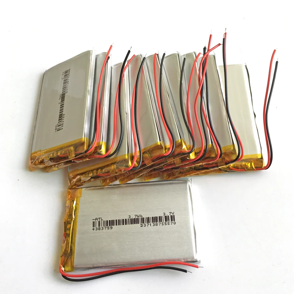 

10 шт., литий-полимерные перезаряжаемые литий-полимерные аккумуляторы 3,7 в 850 мАч для Mp3 DVD PAD электронных устройств 383759