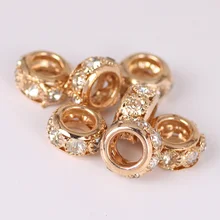 10/12mm Metal Round Beads Crystal Glass Bead Rhinestones Big Hole Beads Spacer Murano Czech Bead Charm Fit For Bracelet