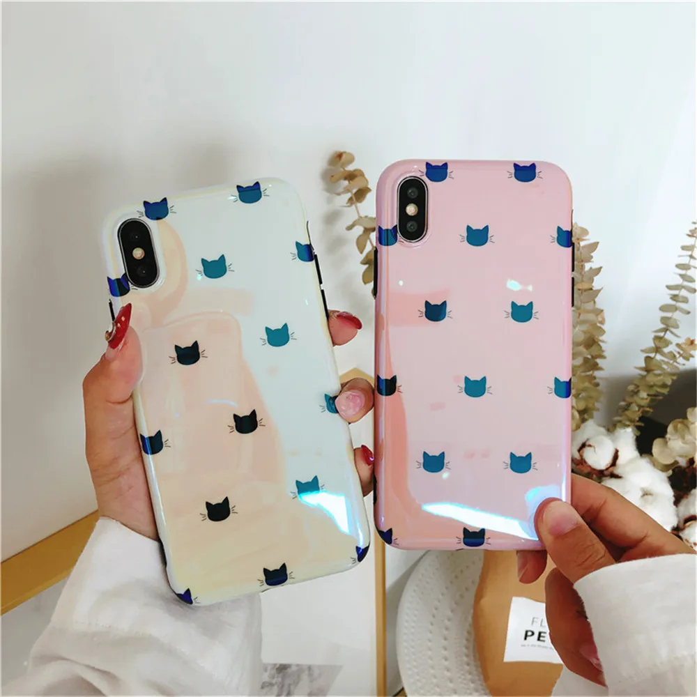 Чехлы для iPhone 7 X Милая мультяшная кошка из мягкого силикона Противоударная
