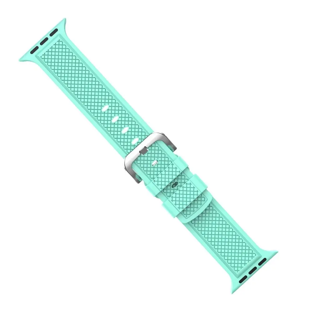 light green Силиконовый ремешок для Apple Watch 44 мм 40 мм iWatch 42 мм 38 мм мягкий ромбовидный браслет ремешок для Apple watch 4 3 2 1 - Цвет ремешка: light green