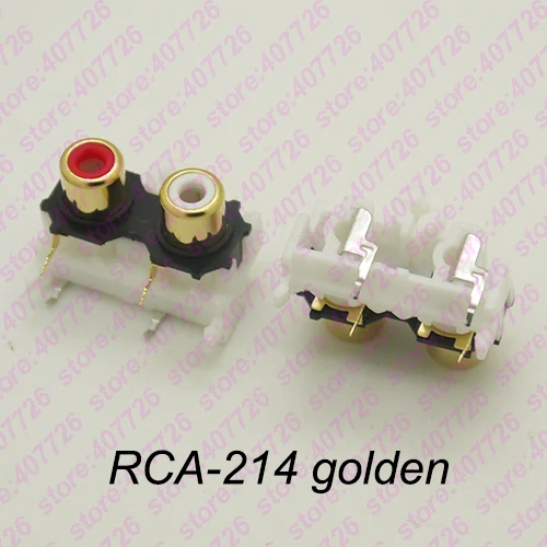 2 шт./упак.) PCB Mount 1 позиционный стерео разъем для аудио-видео гнездо rca два отверстия(R+ W) RCA-214 золотой