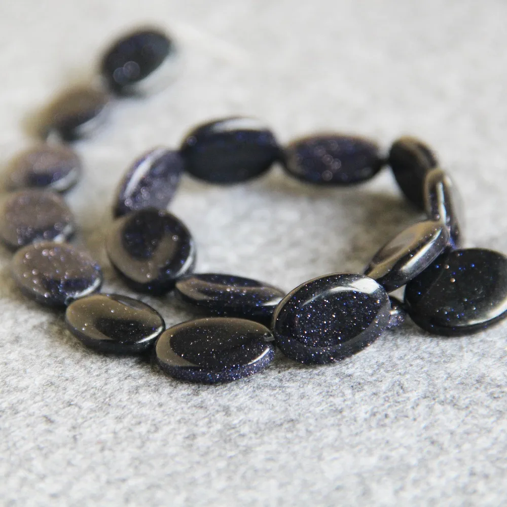 

New For Necklace&Bracelet 13*18mm Blue Sandstone Sand Stones Beads Oval Beads Accessory Parts 15inch DIY Fashion Jewelry Making